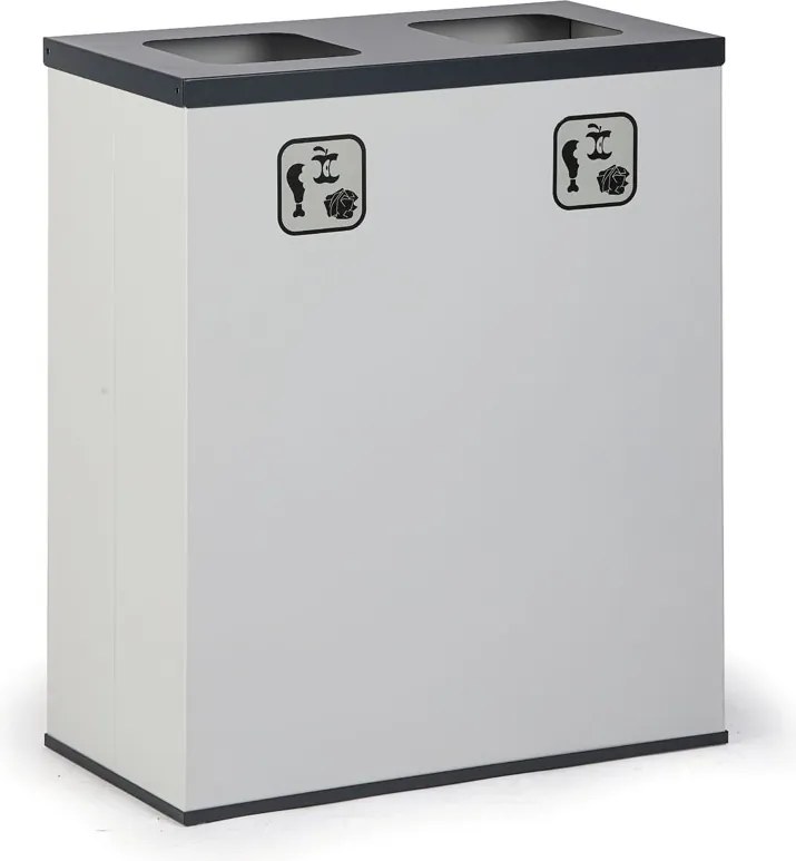 Alfa 3 Kôš na triedený odpad, stojan na odpadkové vrecia, sivá/tmavo sivá, 2x 50 l