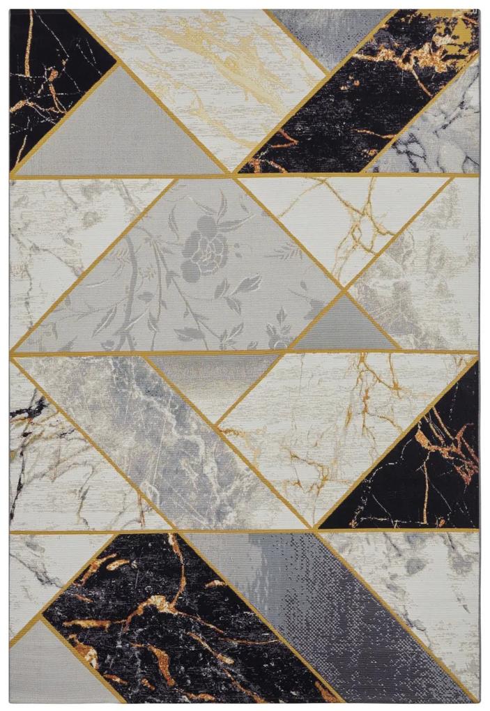 Hanse Home Collection koberce Kusový koberec Flair 105610 Noble Black Grey Gold – na von aj na doma - 120x180 cm