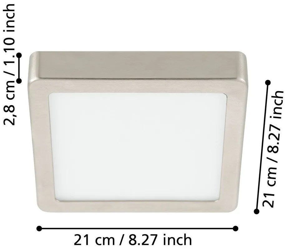 Sivé LED stropné svietidlo 21x21 cm FUEVA 5 – EGLO