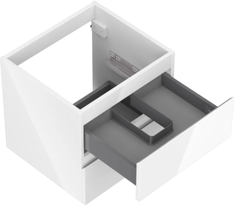 Mexen Orio, kúpeľňová skrinka 50 cm, 2 zásuvky, biela lesklá, 91A10-05047-2-BFF00