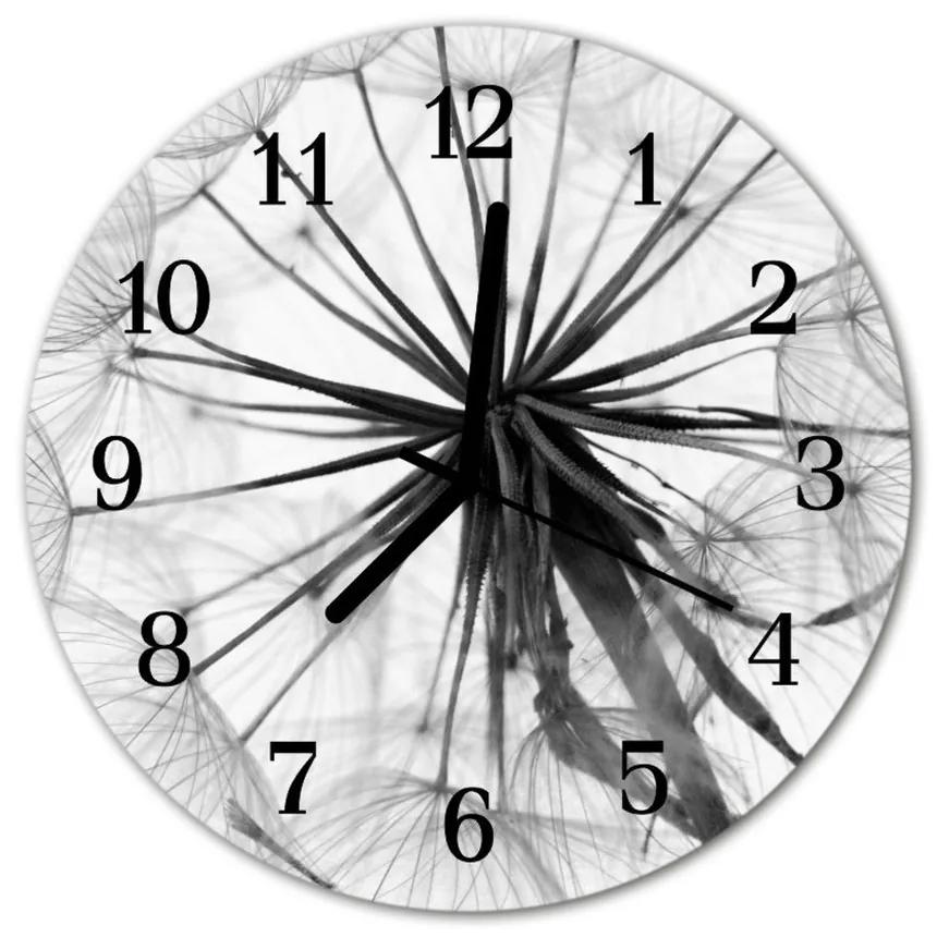 Sklenené hodiny okrúhle Púpava fi 30 cm