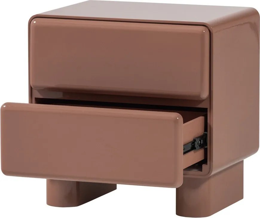 Ružový lesklý nočný stolík Lustra – WOOOD