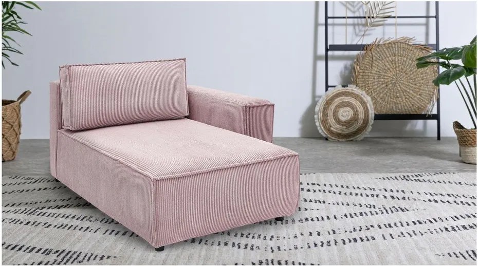 Svetloružový menčestrový modul pohovky (pravý roh) Nihad modular – Bobochic Paris