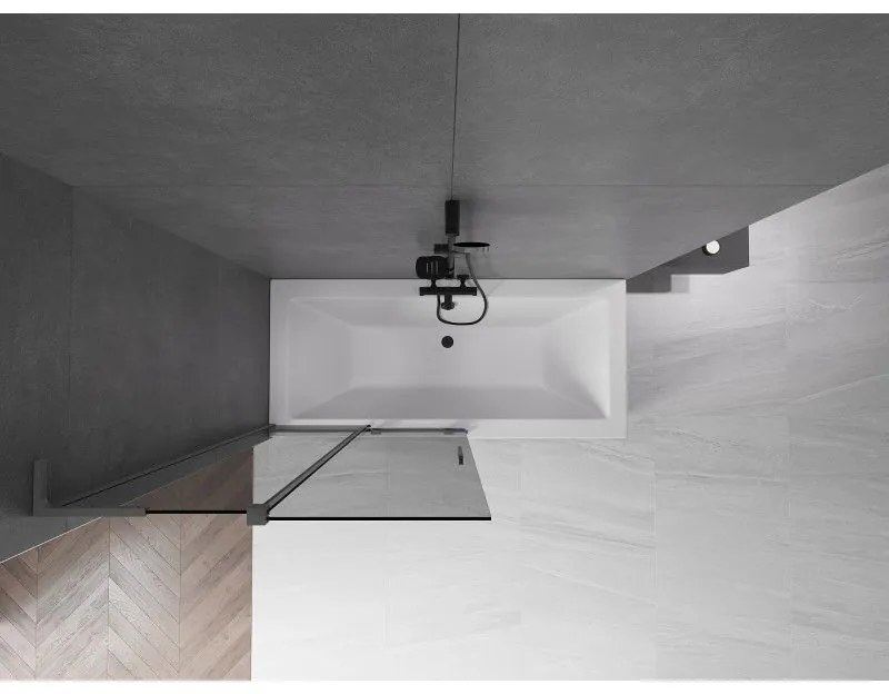 Mexen Velar L, 2-krídlová posuvná vaňová zástena 100 x 150 cm, 8mm šedé sklo, grafitová, 896-100-003-41-95