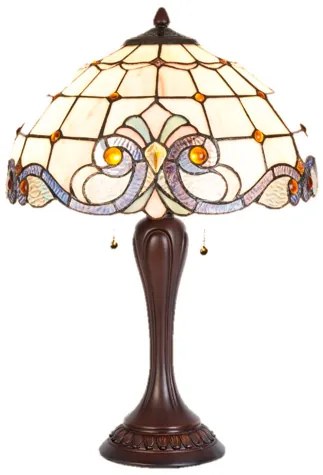 Vitrážna stolná lampa s retiazkami ELECTRA Ø40*60