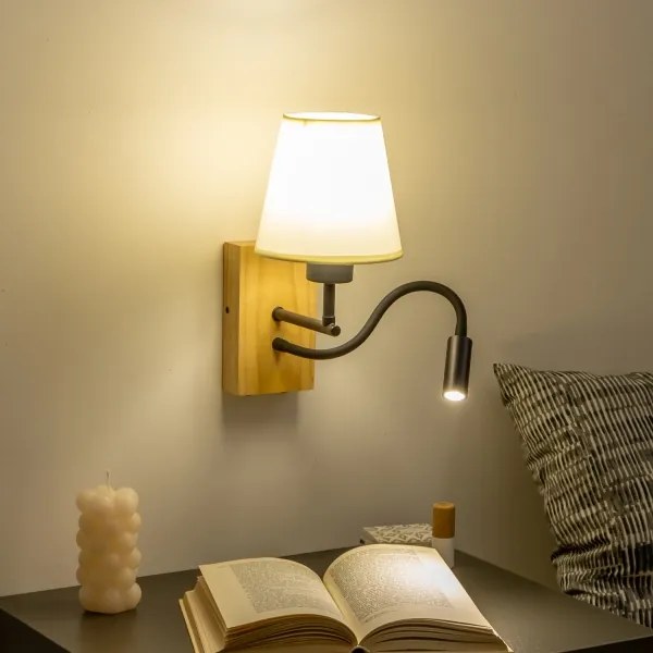 Brilagi - LED Nástenná lampa NUBILA WOOD 1xE27/25W/230V + LED/3W dub/biela