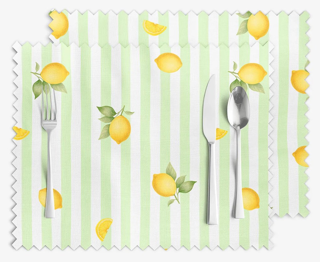 Goldea prestieranie na stôl teflónové - zelené prúžky s citrónmi - sada 2ks 30 x 40 cm
