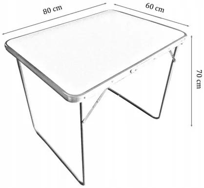 Sammer Kvalitný turistický stôl s kufríkom v bielej farbe 60x80x70 cm ST6080-biely