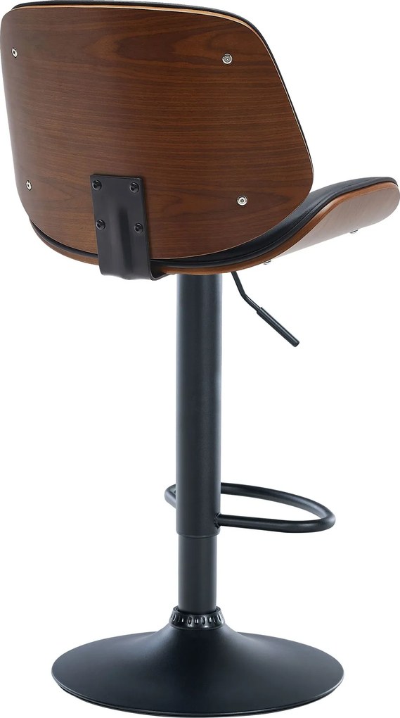 Barová stolička Nova - koženka, čierny rám - Orech / čierna