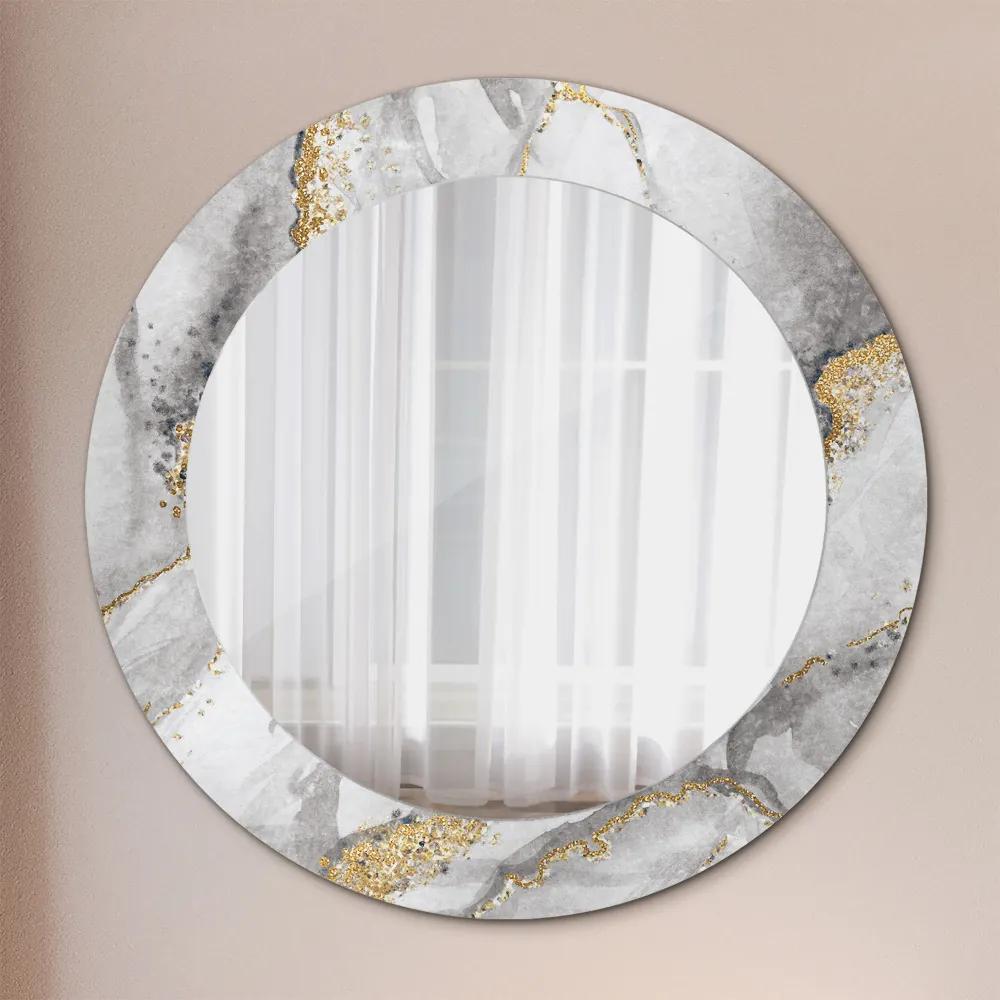 Okrúhle dekoračné zrkadlo s motívom Biele mramorové zlato fi 60 cm