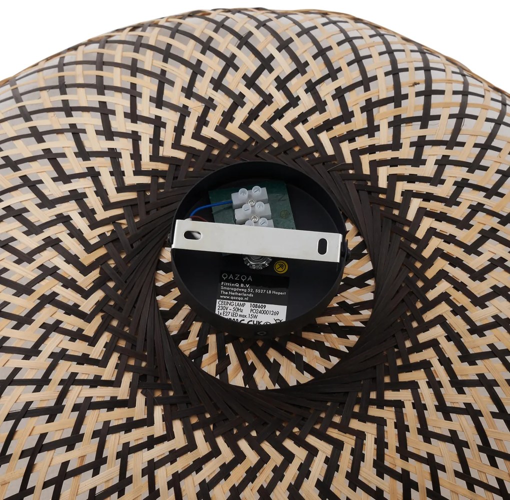 Art Deco stropné svietidlo čierne bambusové 60 cm - Alka