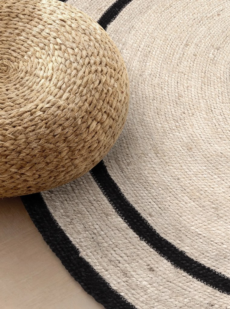 Hanse Home, Kusový koberec Jute Braided 106331 Natural Black kruh, 200x200 (priemer) kruh, čiernobiela, chodba / predsieň