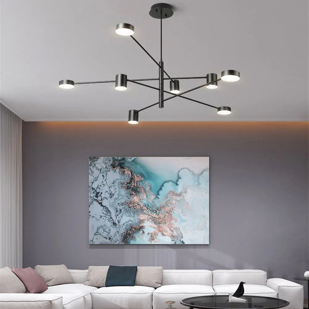 Toolight Toolight, LED stropné svietidlo s 8 ramenami 75x124 cm APP598-8C, čierna, OSW-08566