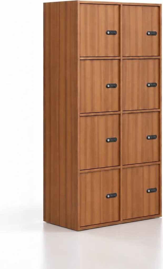 Kancelárska skriňa FRAME, 8x dvere, 872 x 450 x 1735 mm, mechanický kódový zámok, orech