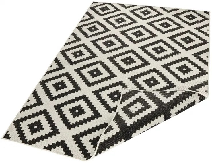 NORTHRUGS - Hanse Home koberce Kusový koberec Twin-Wendeteppiche 103129 schwarz creme – na von aj na doma - 160x230 cm