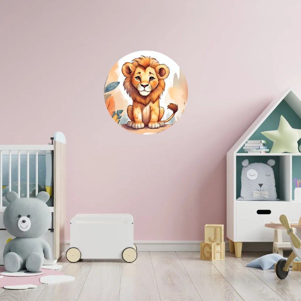 PIPPER. Kruhová samolepka na stenu "Lev" Veľkosť: 60 cm
