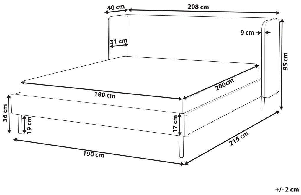 Zamatová posteľ 180 x 200 cm béžová ARETTE Beliani