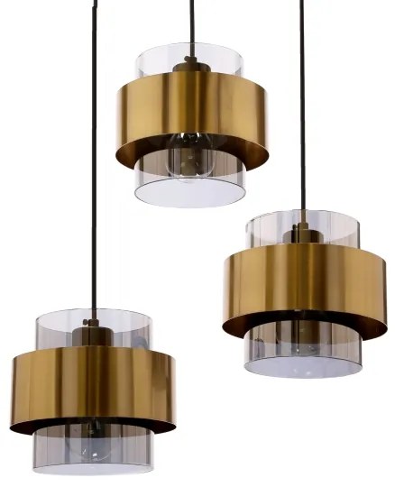 Luster na lanku SPIEGA 3xE27/60W/230V zlatá/čierna