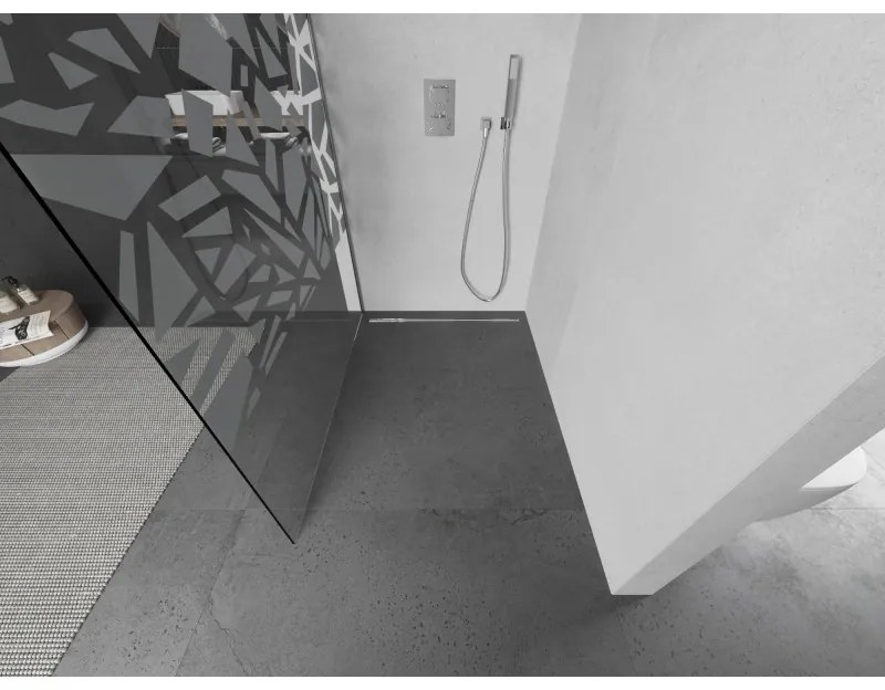 Mexen Kioto L, sprchová zástena Walk-In 80 x 200 cm, 8mm číre sklo biely vzor, chrómový profil, 800-080-103-01-85