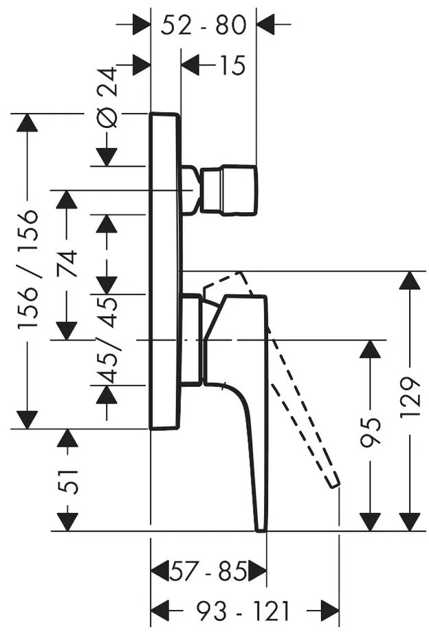 Hansgrohe Metropol, vaňová batéria pod omietku, kefovaná čierna chrómová, HAN-32545340