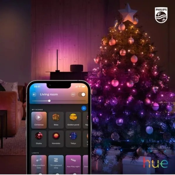 Philips-LED RGBW Stmievateľná vonkajšia svetelná reťaz HUE WACA 500xLED 44,4 m IP54