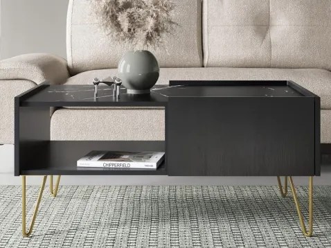 Konferenčný stolík so zásuvkami Harmony, čierny/čierny mramor%