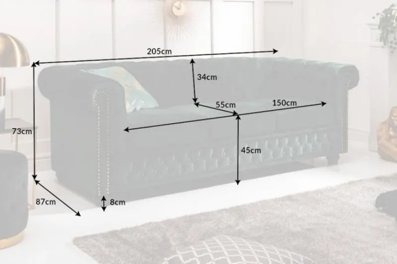 Sofa Chesterfield 3-miestna zamat zelená »