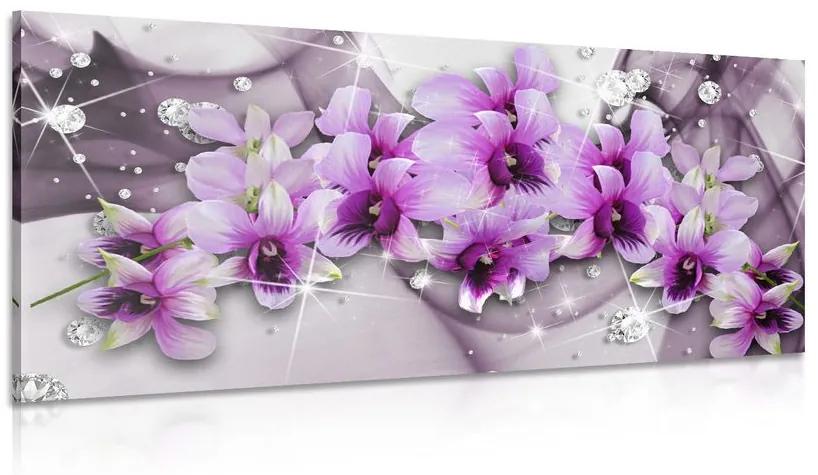 Obraz fialové kvety na abstraktnom pozadí Varianta: 100x50