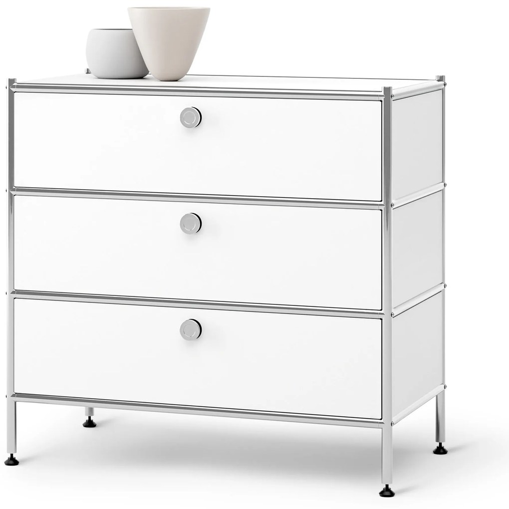 Kovová komoda »CN3« s 3 zásuvkami, biela