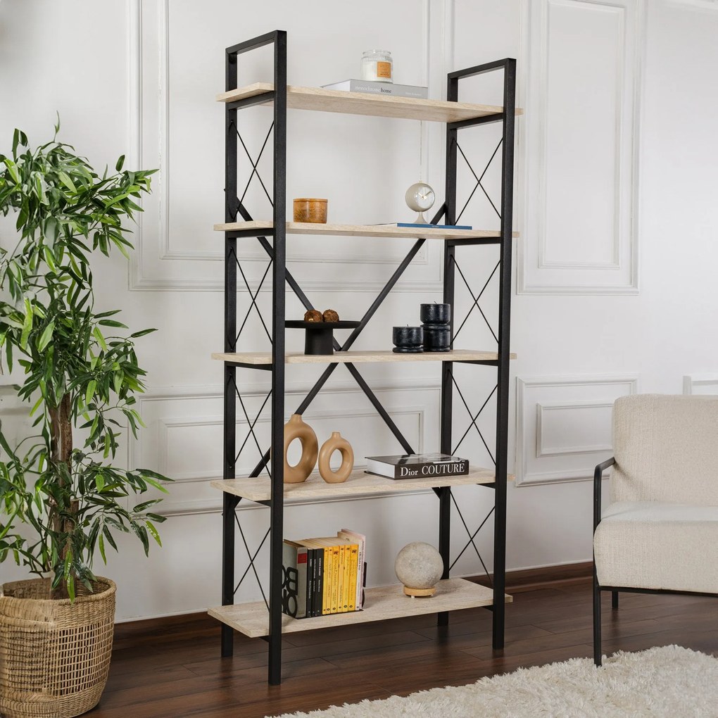 Knižnica Elysian - Travertine, Black
