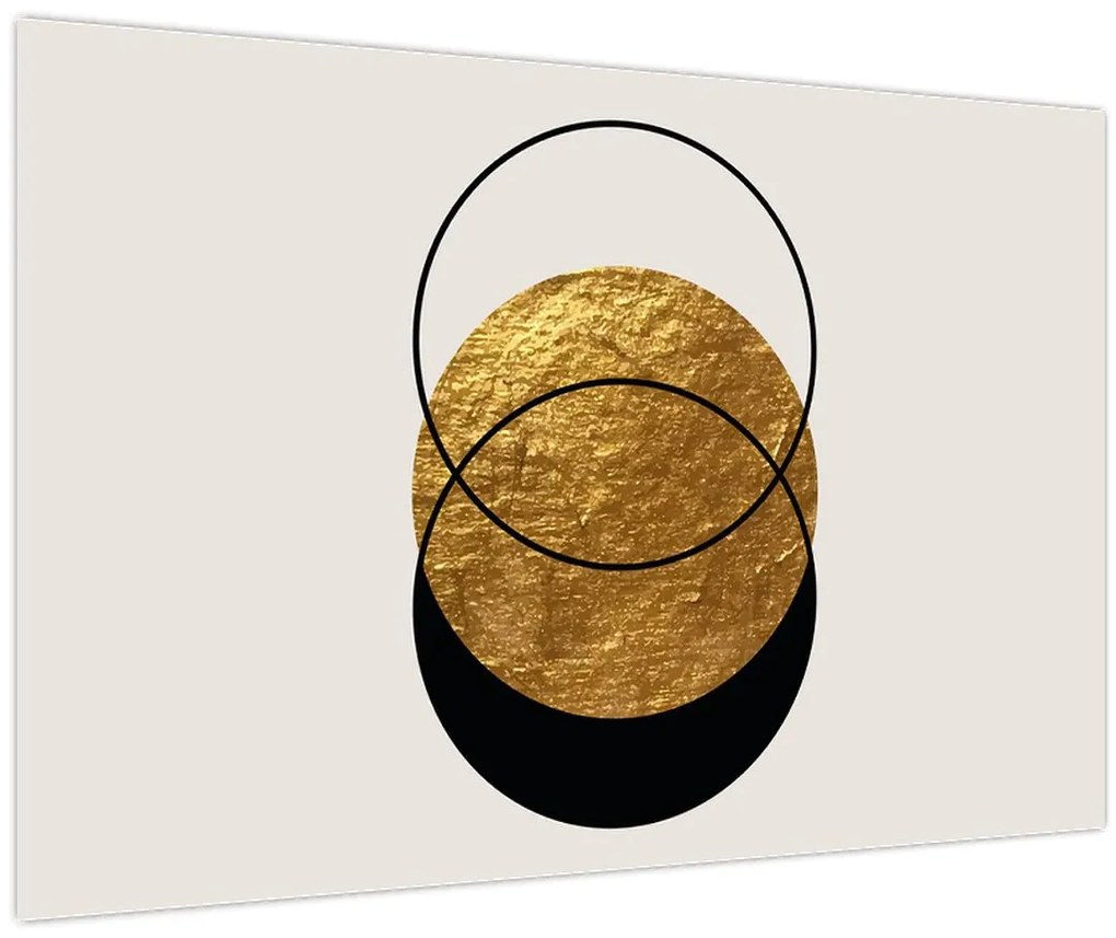 Obraz - Abstrakcia zlatá a biela N⁰2 (90x60 cm)