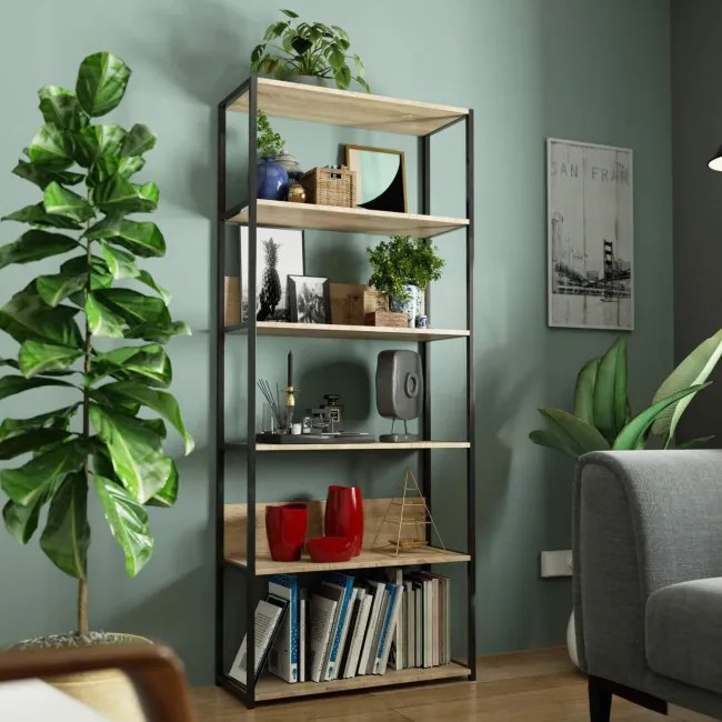 Policový regál 800 čierny / dub sonoma