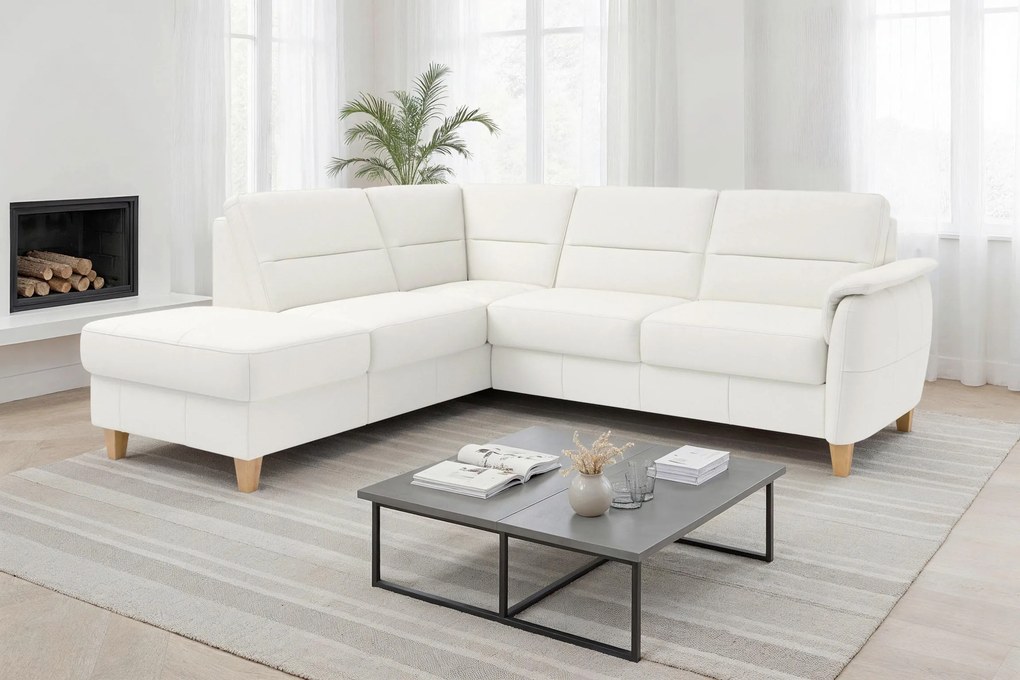 XXXLutz ROHOVÁ SEDAČKA, textil, koža, biela Sit & More - Sedačky - 00014403325K