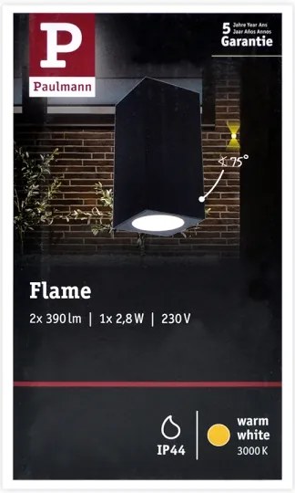 Paulmann 94328 - 2xLED/2,8W IP44 Vonkajšie nástenné svietidlo FLAME 230V antracit