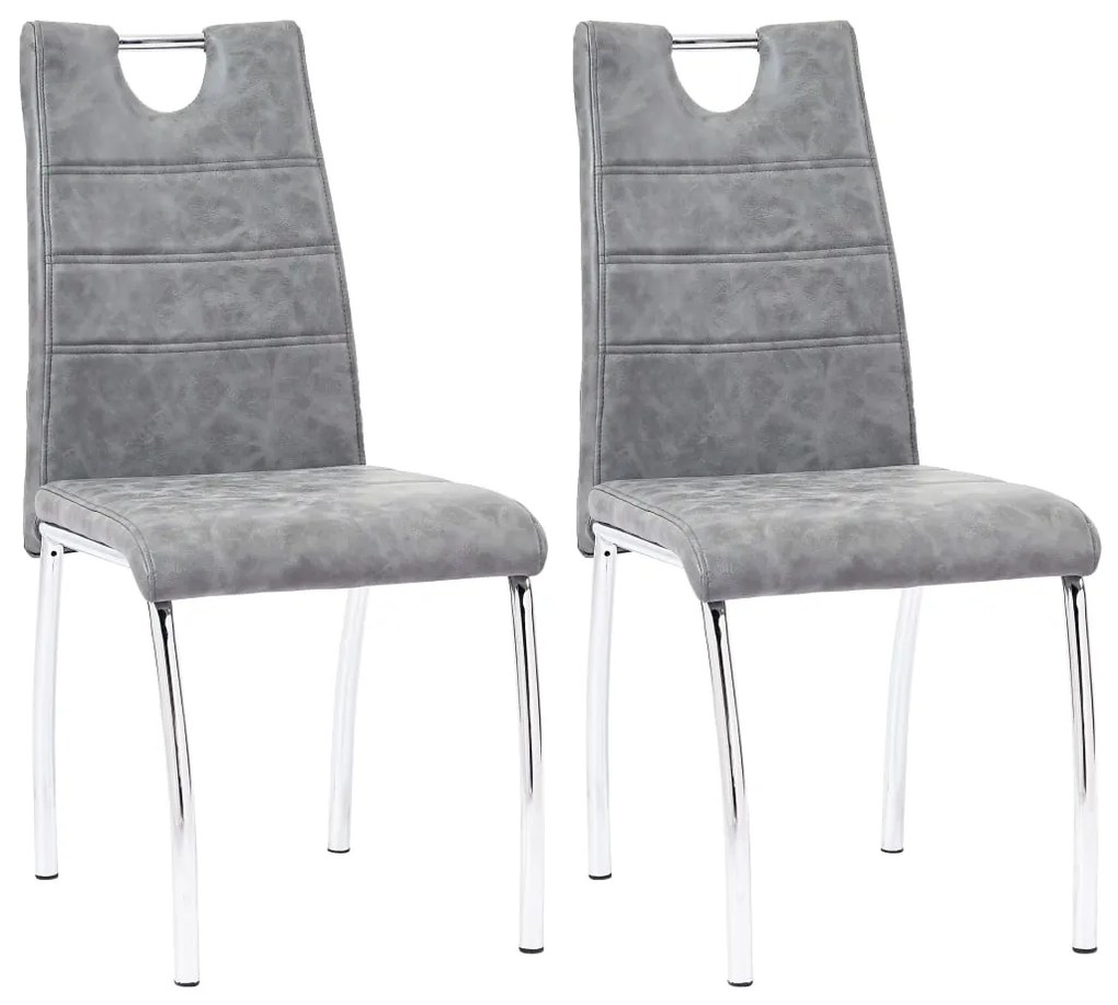 vidaXL Jedálenské stoličky 2 ks, sivé, umelá koža