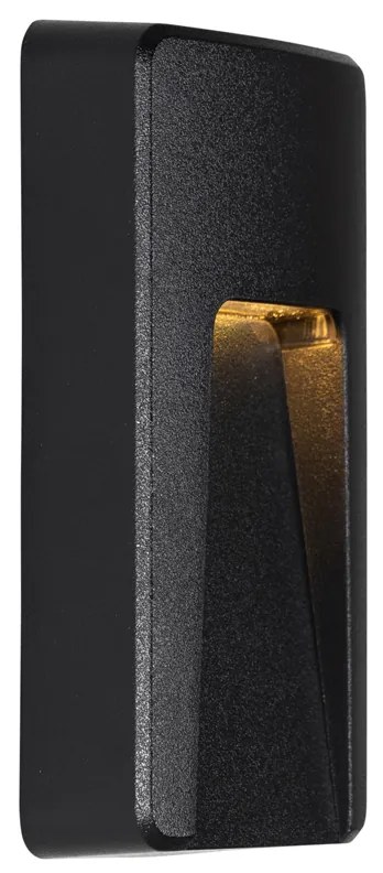 Sada 6 čiernych obdĺžnikových vonkajších nástenných svietidiel vrátane LED IP65 - Gem