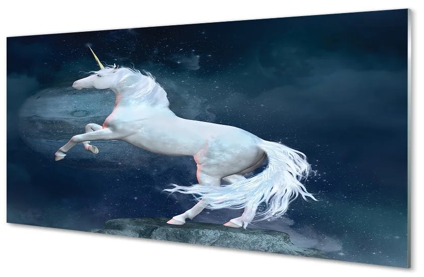 Sklenený obraz Unicorn planét sky 140x70 cm