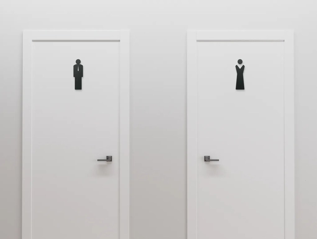 drevko Nálepka toalety - označenie WC pánske/dámske Rozmer obrazu: 11 x 3 cm, Farba dekorácie: Čierna