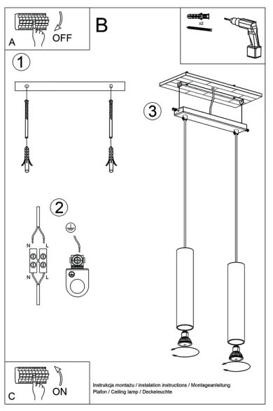 Sollux SL.0324 - Luster na lanku LAGOS 2 2xGU10/10W/230V biela