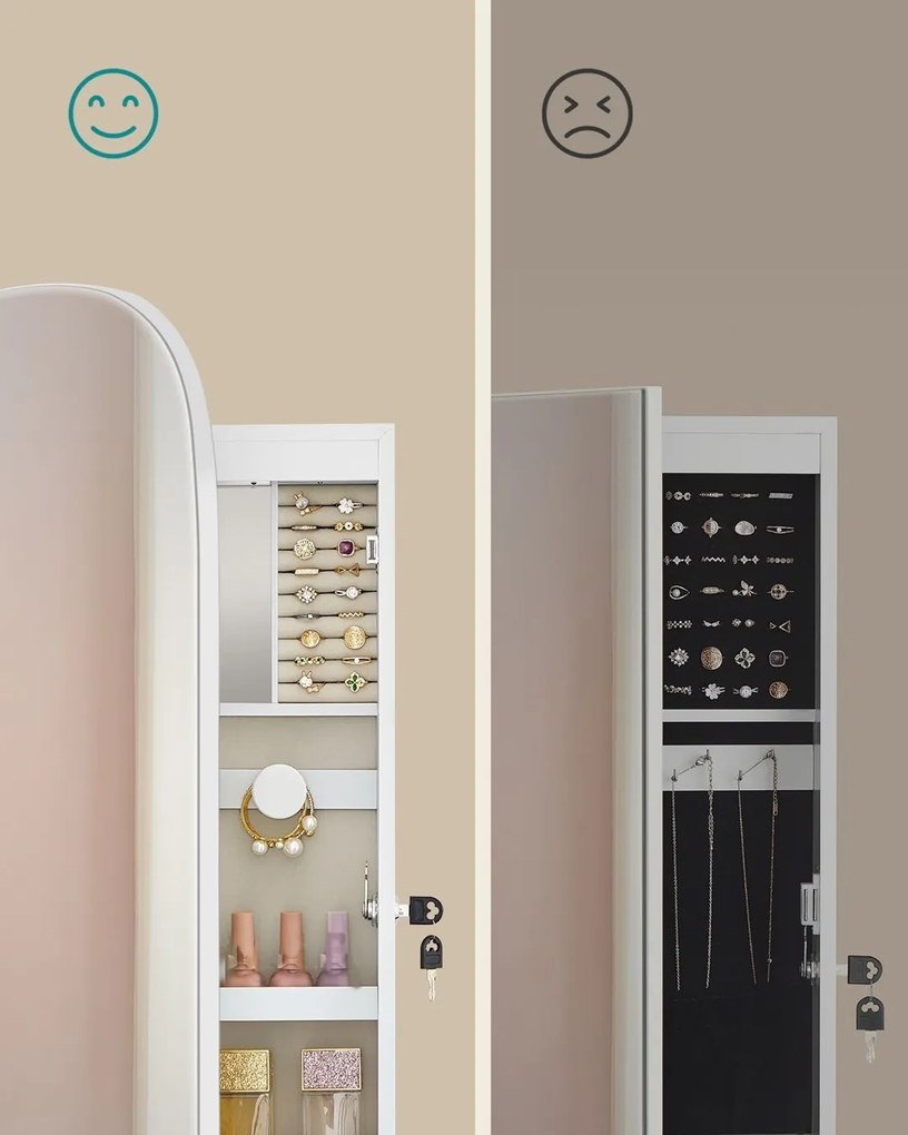 Nástenná šperkovnica so zrkadlom Hona biela