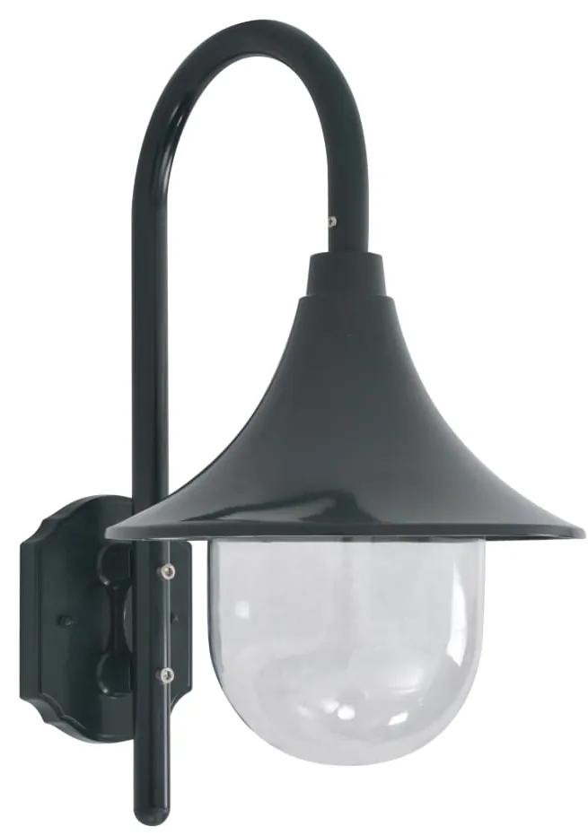 vidaXL Záhradná nástenná lampa E27 42 cm hliníková tmavozelená