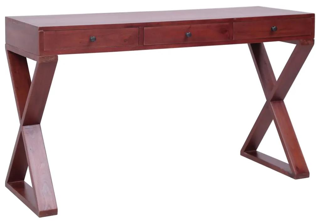 Počítačový stôl hnedý 132x47x77 cm masívne mahagónové drevo
