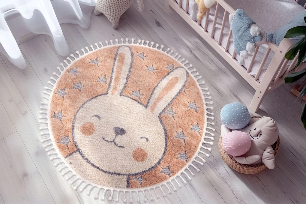 Detský kusový koberec My Fano 390 Rabb kruh, 133x133 (priemer) kruh, oranžová, detská izba, Obsession