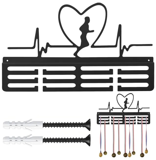 Nástenný vešiak na medaily BEŽEC čierny