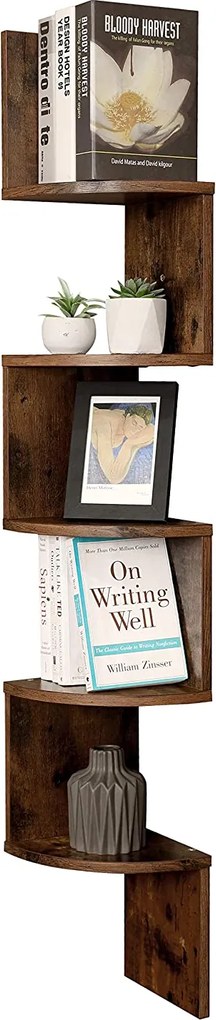 Rohová knižnica Houseland Cora hnedá/čierna