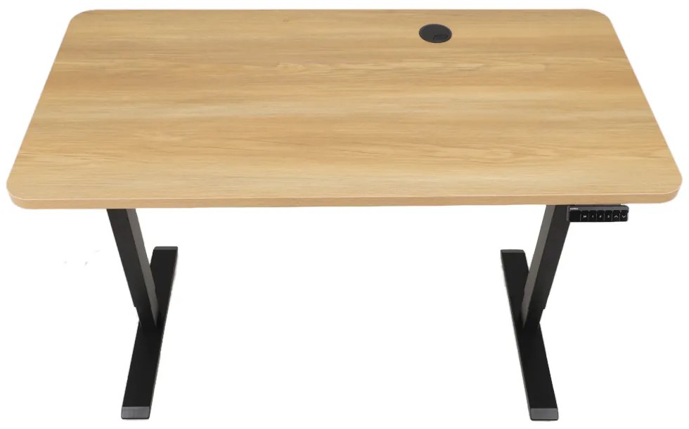 Výškovo nastaviteľný elektrický stôl BestBerg BBAT-14BWD / rozmer 140x70 cm / výška 93,4-125,4 cm / čierna/drevo