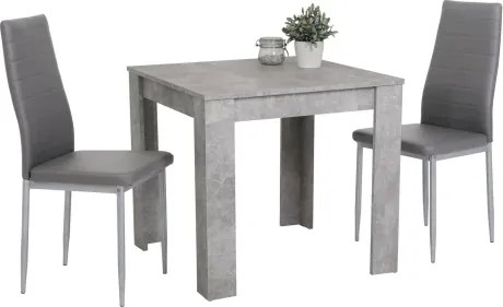 Jedálenský set (3 diely) Duo, šedý betón/sivá ekokoža%
