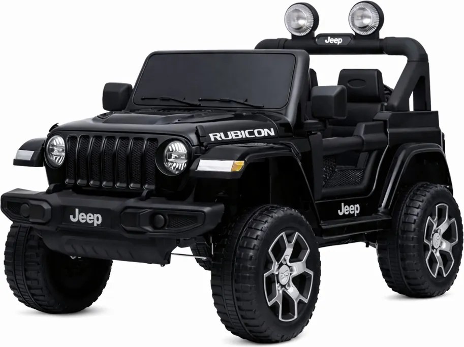 LEAN CARS Elektrické autíčko Jeep Rubicon 4x4, LED, MP3, čierne