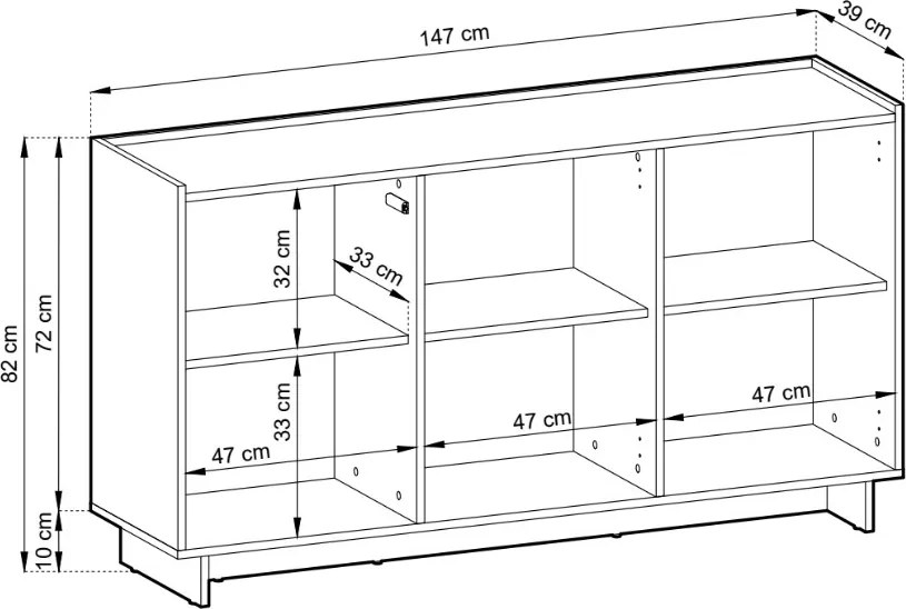 KOMODA IMPERIAL 3D KARAMELOVÝ DUB 147 cm