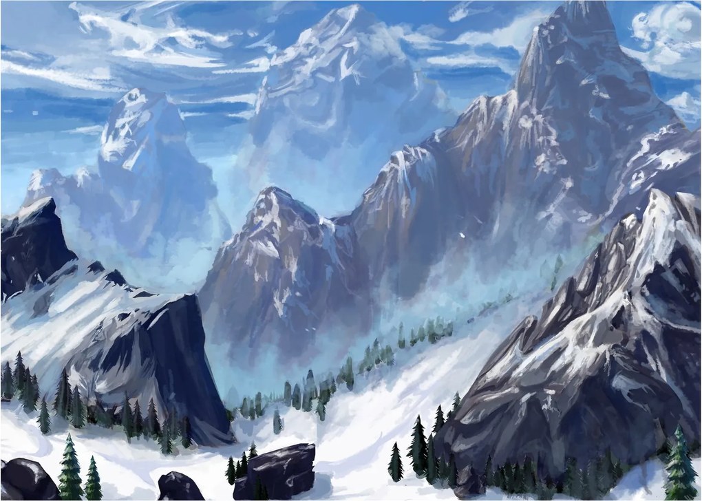 Obraz - Maľované hory (70x50 cm)